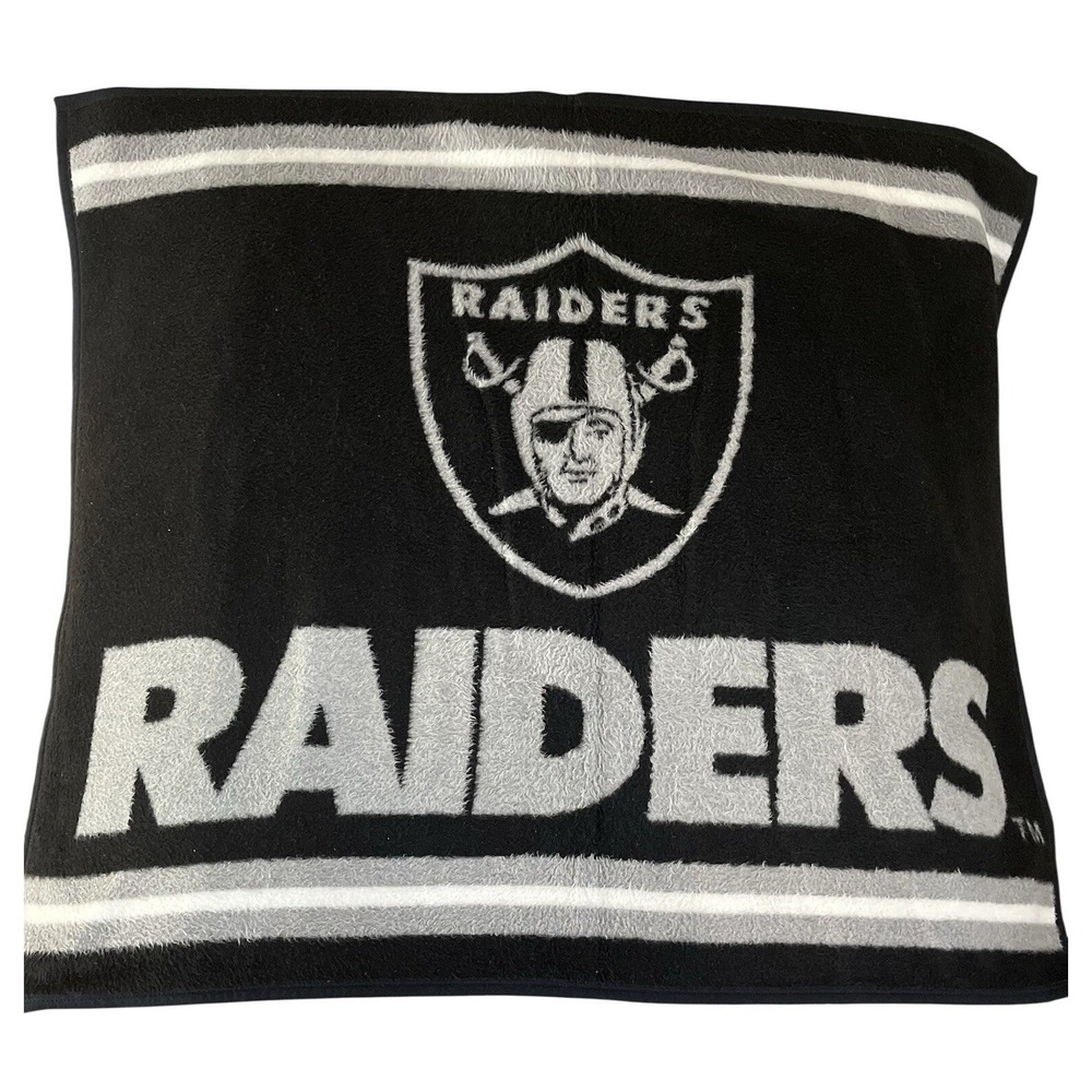 VTG‎ Biederlack Oakland Raiders Double Sided Woven Throw Blanket Made USA NFL